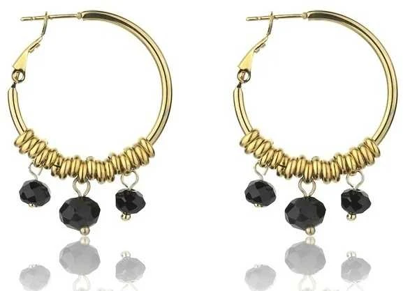 Marc Malone Auksuoti auskarai su žiedais Zoey Juodas Earrings MCE23010G