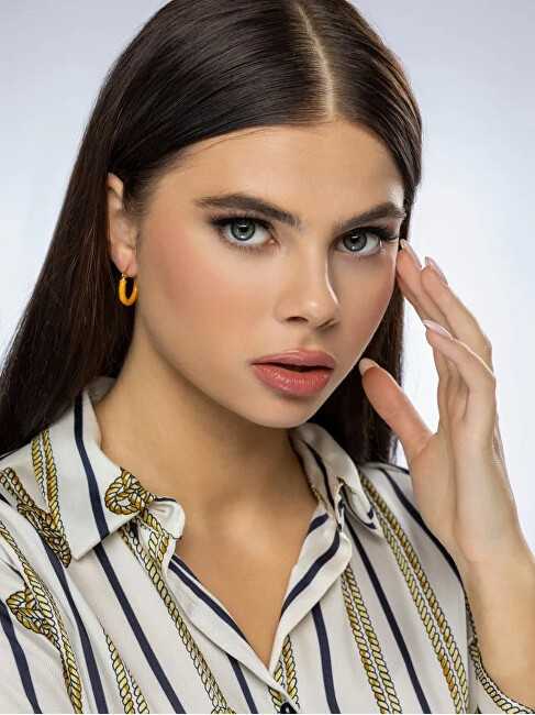 Marc Malone Gold plated hoops with enamel Laura Oranžinis Auskarai MCE23149G