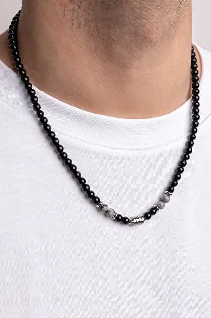 Marc Malone Men´s beaded pakabukas with pilka jasper MCGN5012