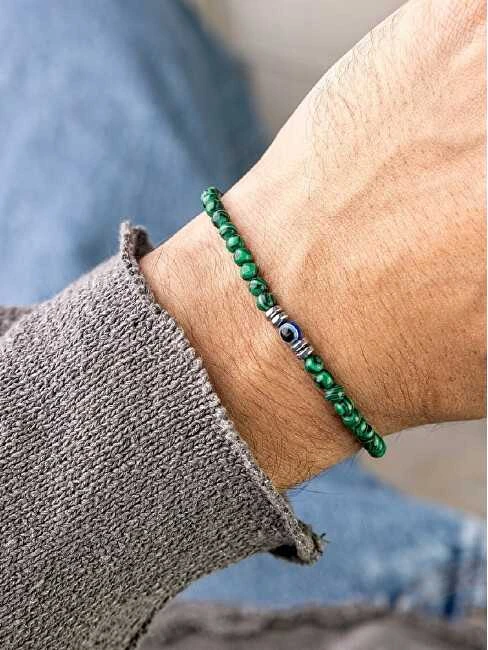 Marc Malone Men's beaded bracelet with malachite MCGB5092