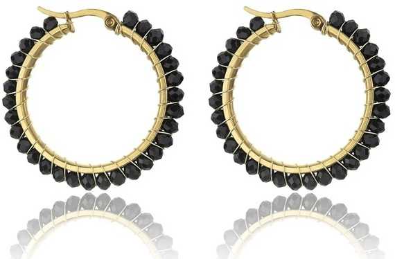 Marc Malone Stylish auksinis-plated circles Elena Juodas Earrings MCE23028G