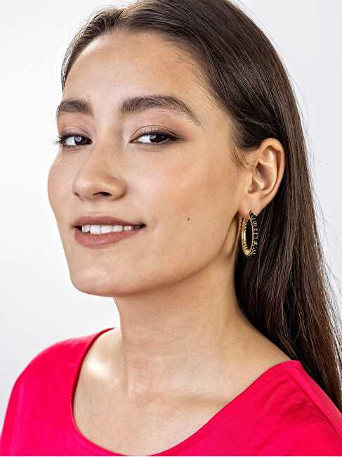 Marc Malone Stylish auksinis-plated circles Elena Juodas Earrings MCE23028G