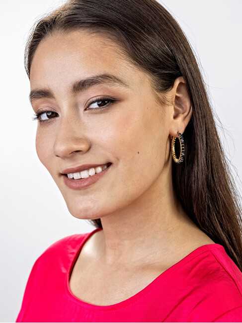 Marc Malone Stylish auksinis-plated circles Elena Juodas Earrings MCE23028G