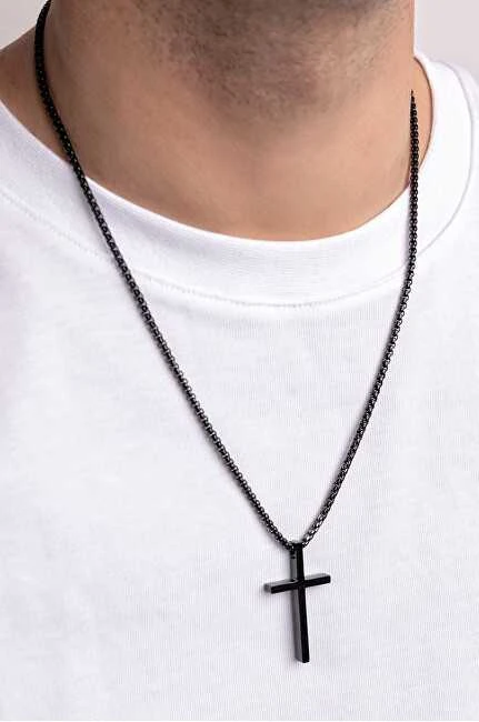 Marc Malone Timeless juodas steel pakabukas Cross MCGN5048B