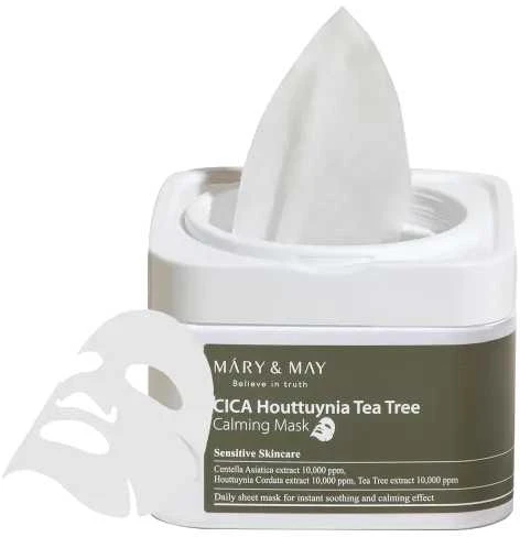 Mary&May Mary & May Cica Houttuynia Tea Tree Calming Mask lakštinė veido kaukė, 400g