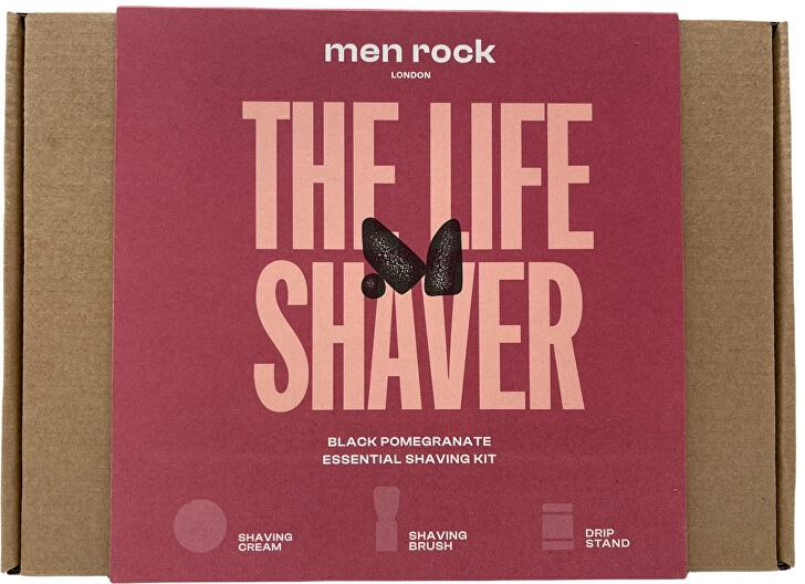 Men Rock The Life Shaver Juodas Pomegranate Essential Shaving Kit Skutimosi priemonių rinkinys, 1vnt