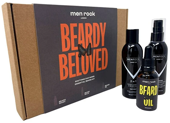 Men Rock Beardy Beloved Soothing Oak Moss Beard Kit Barzdos priežiūros rinkinys, 1vnt