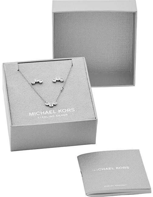 Michael Kors Žavus sidabrinių papuošalų rinkinys MKC1767SET (karoliai, auskarai)