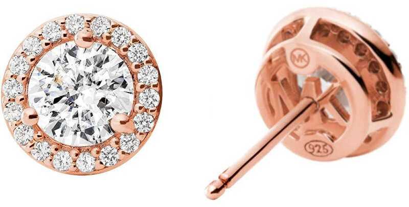 Michael Kors Blizgantys bronziniai auskarai iš sidabrinio su cirkoniais MKC1035AN791
