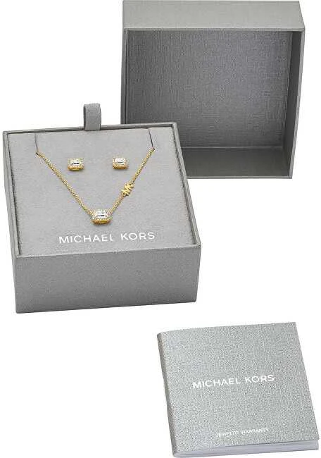 Michael Kors Paauksuotas sidabro papuošalų rinkinys MKC1759CZSET (kaklo papuošalas, auskarai)