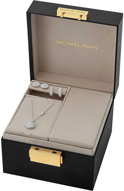 Michael Kors Prabangus sidabro papuošalų rinkinys MKC1700SET (kaklo papuošalas, 2x auskarai)