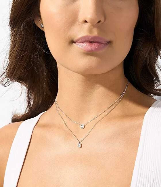 Michael Kors Tinkantis dvigubas sidabrinis karoliai Brilliance MKC1745CZ040