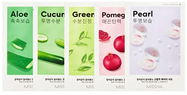 Missha „Airy Fit“ kaukių rinkinys, 5 dalių veido kaukių dovanų rinkinys