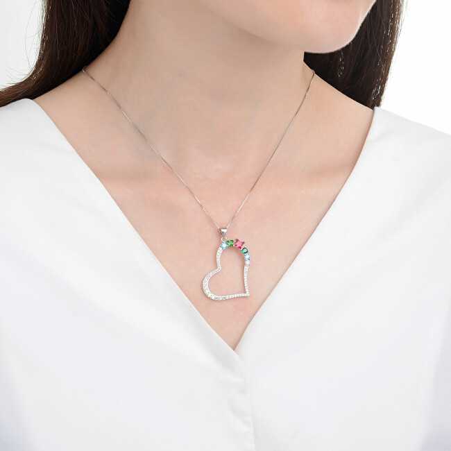 Moiss Romantic sidabrinis pendant with zircons Heart P0001341