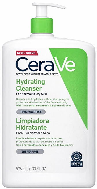 Drėkinamasis veido ir kūno prausiklis normaliai ir sausai odai Cerave Hydrating Cleanser, 1000 ml