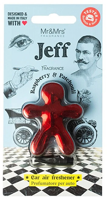 Mr&Mrs Fragrance Mr&Mrs Automobilinis oro gaiviklis JEFF Raspberry&Patchouli, chromo raudona