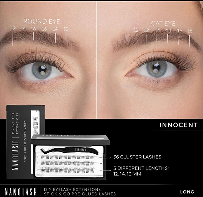 Nanolash Innocent Long lipnios kuokštelinių blakstienų 36 vnt.