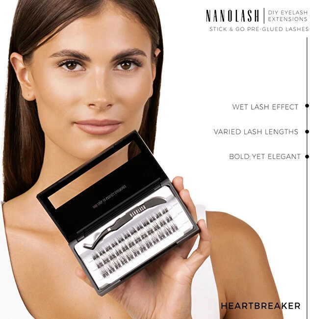 Nanolash Lipnios kuokštelinės blakstienos Heartbreaker Short 36 vnt.