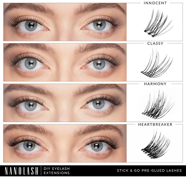 Nanolash Lipnios kuokštelinės blakstienos Heartbreaker Long 36 vnt.