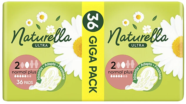 Naturella Ultra Normal Plus Size 2 Higieniniai Paketai Su Sparneliais, 36 vnt.