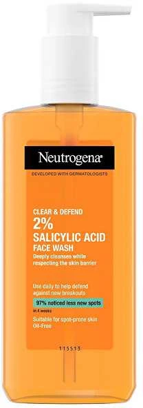Neutrogena Clear & Defend 2% salicilo rūgšties veido prausimosi gelis unisex, 200 ml