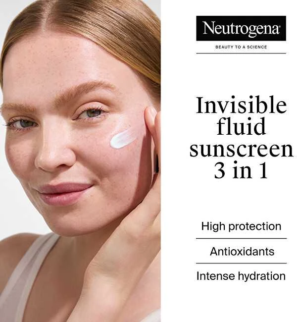 „Neutrogena Invisible Hydrating Fluid“ SPF 50 itin skaidrus drėkinamasis skystis, 50 ml