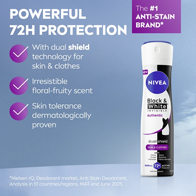 Nivea Black & White 72h purškiamas dezodorantas su aprašymu