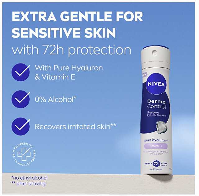 Nivea Purškiamas antiperspirantas jautriai odai „Derma Control Restore“ (antiperspirantas) 150 ml