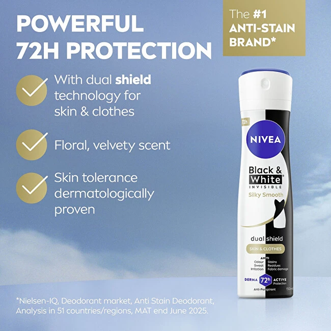 Nivea Juodas & Baltas Invisible Silky Smooth Antiperspirant moterims, 200 ml