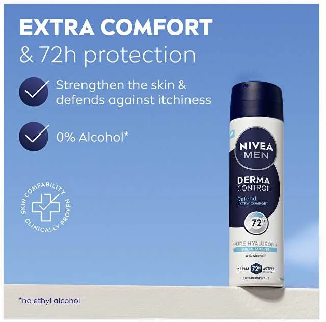 Nivea Men Derma Control purškiamas antiperspirantas su informacija