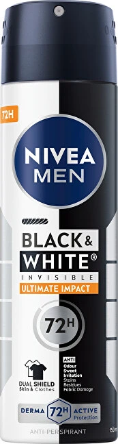 Nivea Men Invisible For Juodas & Baltas Ultimate Impact Antiperspirant vyrams, 150 ml