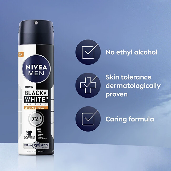 Nivea Men Invisible For Juodas & Baltas Ultimate Impact Antiperspirant vyrams, 150 ml