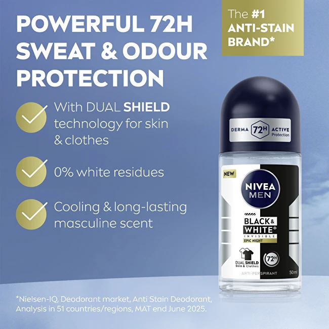 Nivea B&W Epic Night rutulinis antiperspirantas 50 ml