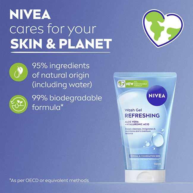 Nivea valomasis veido gelis normaliai ir mišriai odai (gaivinamasis prausimosi gelis) 150 ml