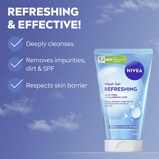 Nivea valomasis veido gelis normaliai ir mišriai odai (gaivinamasis prausimosi gelis) 150 ml