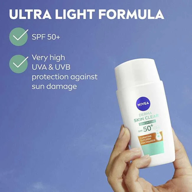Nivea Dieninis UV fluidas probleminei odai „Derma Skin Clear SPF 50+“ (dieninis UV fluidas) 40 ml