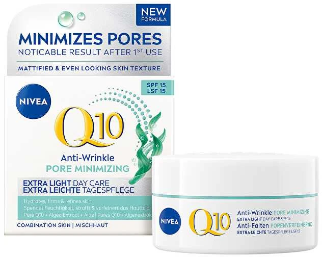 Nivea Q10 Ypač lengvas, lyginamasis dieninis kremas nuo raukšlių mišriai odai SPF 15 50 ml