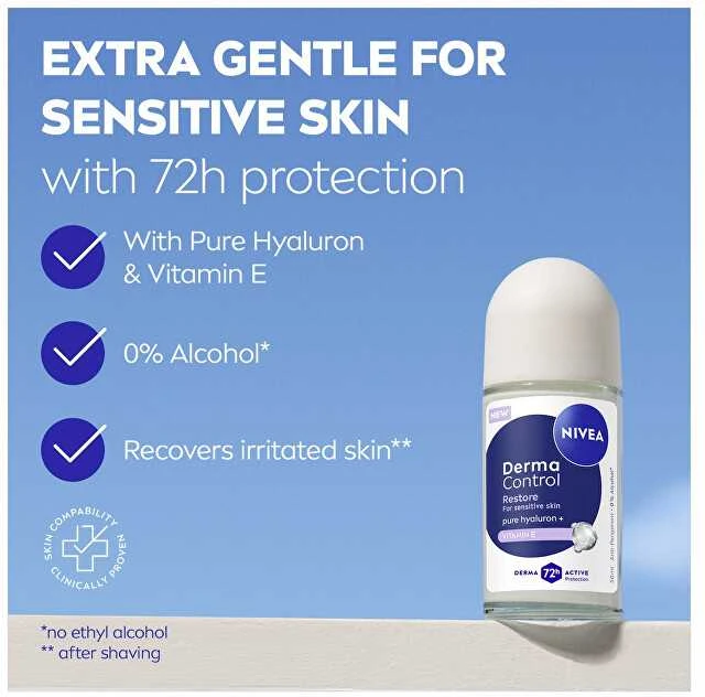 Nivea Derma Control rutulinis dezodorantas su savybių aprašu