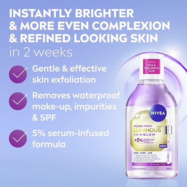 Nivea Luminous Skin Glow Micellar Vanduo 400 ml