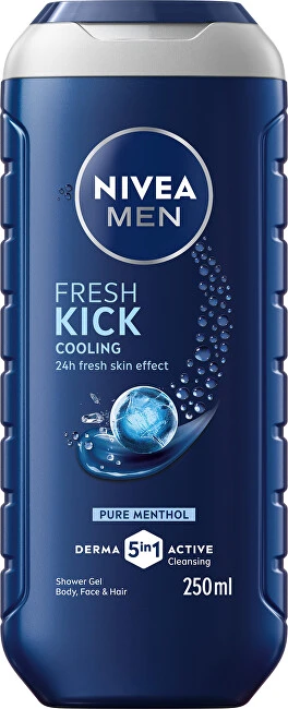 Nivea „Men Fresh Kick“ dušo želė veidui, kūnui ir plaukams, 250 ml
