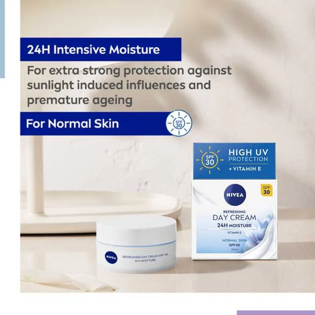 Nivea drėkinamasis dieninis kremas nuo saulės SPF 30 Essential (gaivus dieninis kremas) 50 ml