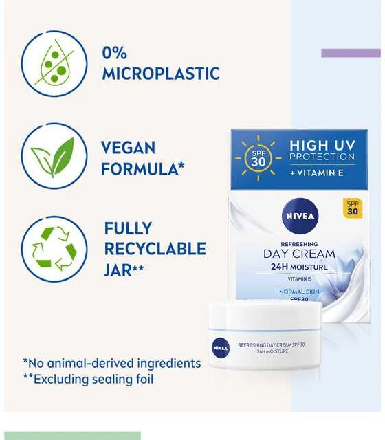 Nivea drėkinamasis dieninis kremas nuo saulės SPF 30 Essential (gaivus dieninis kremas) 50 ml