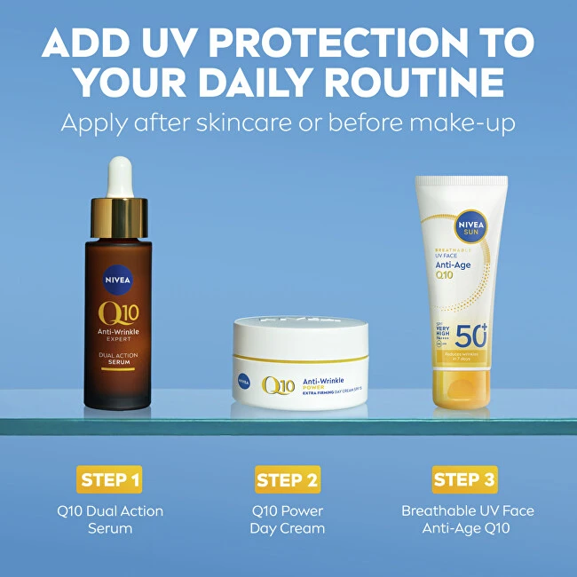Nivea Apsauginis veido kremas SPF 50+ Anti-Aging Q10 UV veido kremas 40 ml