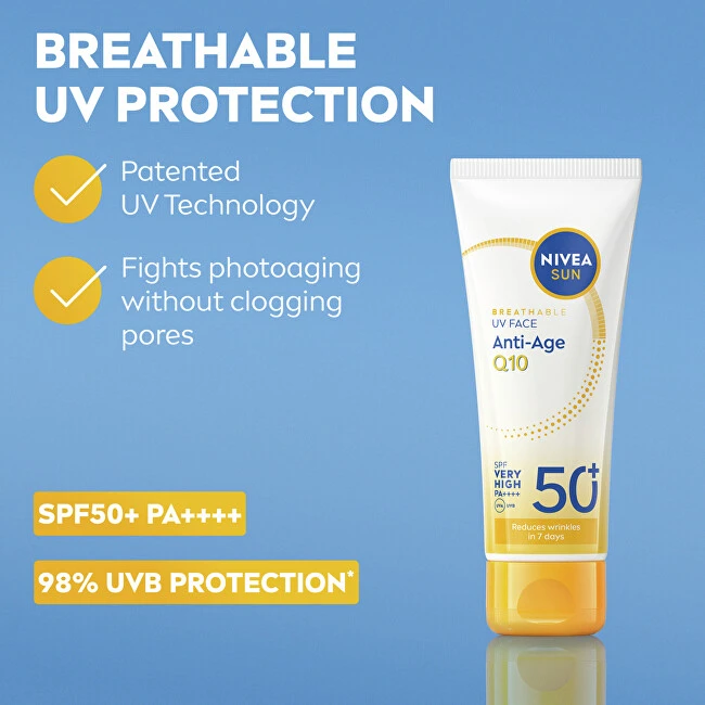 Nivea Apsauginis veido kremas SPF 50+ Anti-Aging Q10 UV veido kremas 40 ml