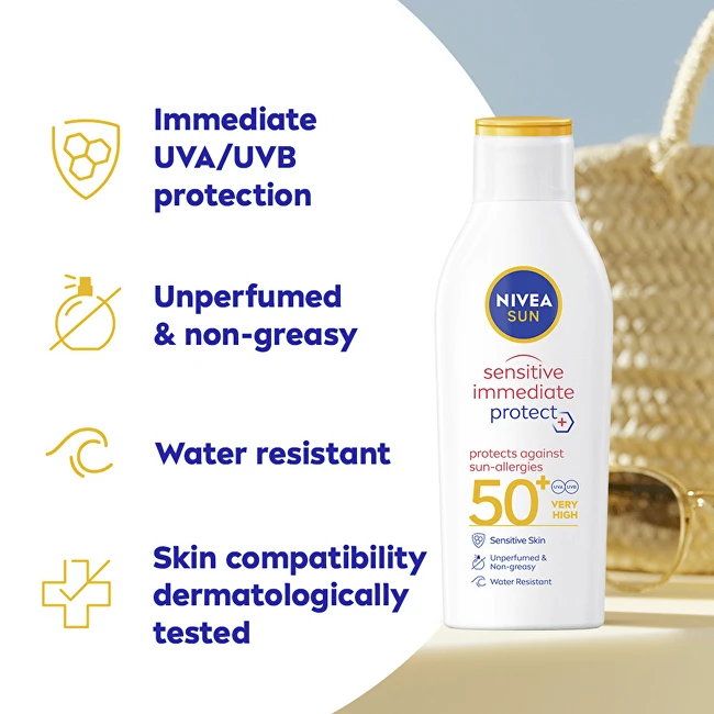 Nivea Apsauginis losjonas jautriai odai SPF 50+ „Sun Sensitive Protect“ 200 ml