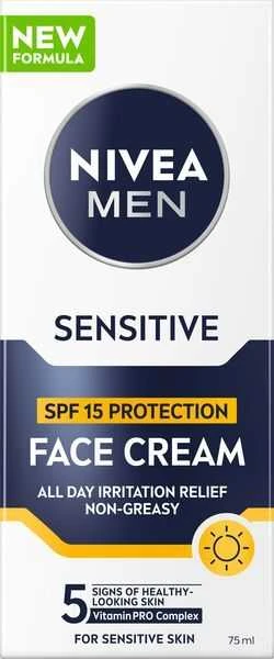 Nivea apsauginis kremas SPF 15 Men Sensitive (veido kreminis) 75 ml
