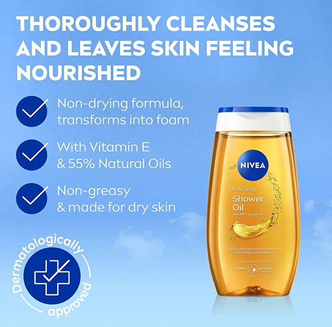 Nivea Natural Oil dušo aliejus moterims, 200 ml