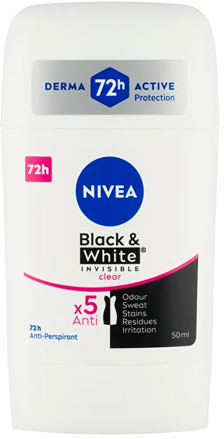 Nivea Kietas antiperspirantas „Invisible For Juodas & Baltas Clear“, 50 ml