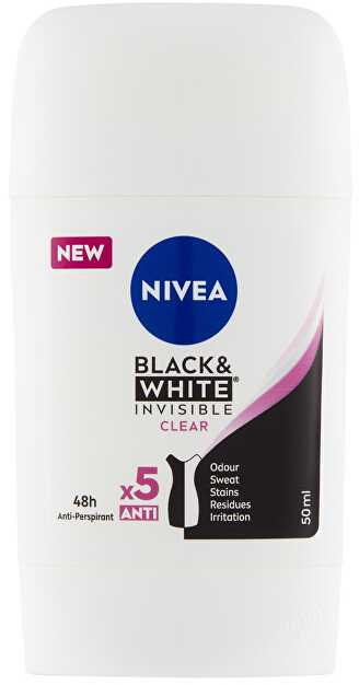 Nivea Kietas antiperspirantas „Invisible For Juodas &amp; Baltas Clear“, 50 ml