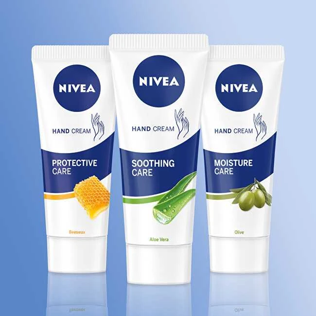 Nivea Raminamasis (rankų kremas) su alaviju ir simondsijų aliejumi. Gaivinantis rankų kremas 75 ml.
